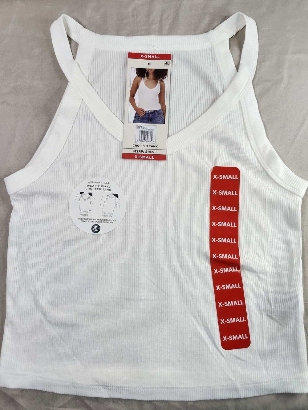 Aeropostale Reversible White Ribbed Crop Tank Top